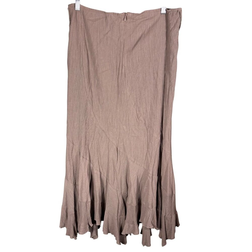 Y2K New Old Stock Asymmetrical Khaki Beige Midi Skirt Sz 14 Whimsy Fairy READ - Picture 4 of 11